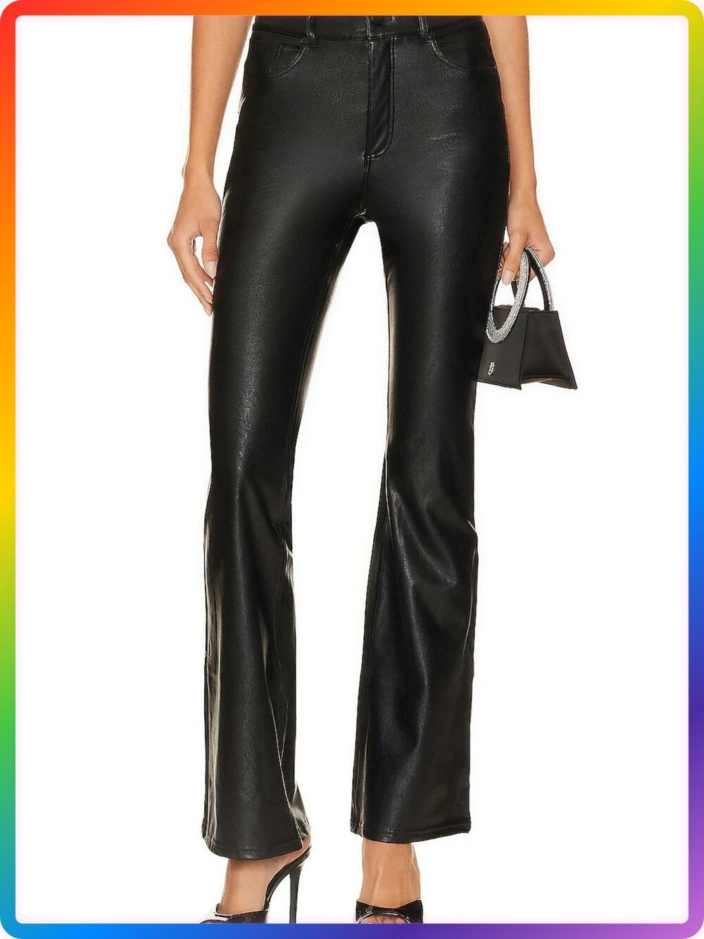 Commando Faux Leather Five Pocket Flare Pant SIZE L Black Vegan